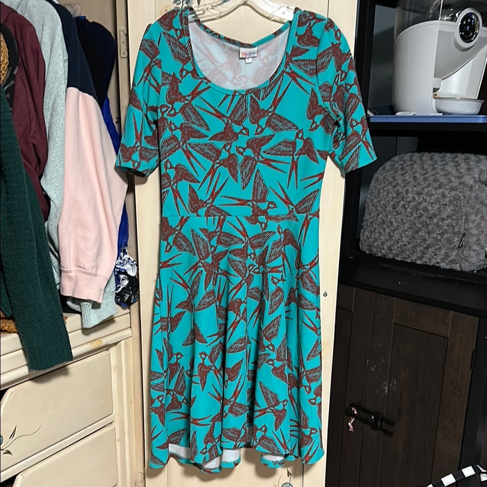 LuLaRoe Blue and Brown Midi Dress
